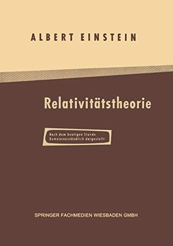 Cover of Über die spezielle und die allgemeine Relativitätstheorie
